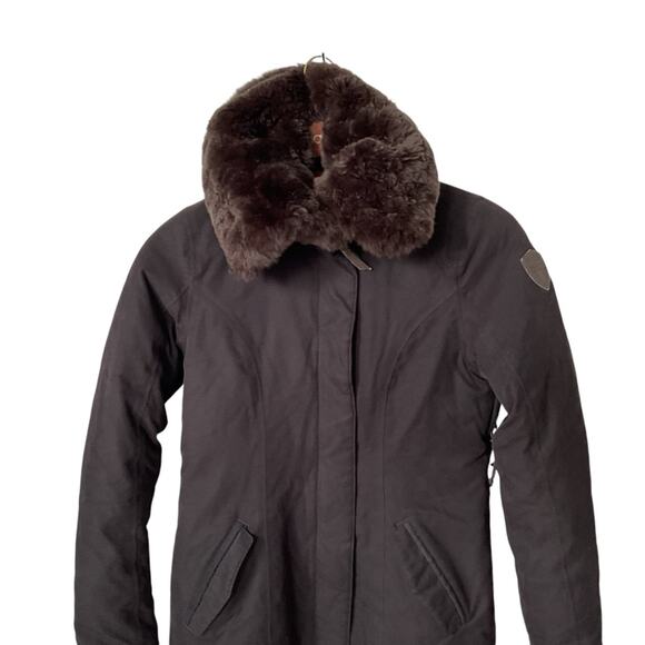 Women's Nobis Lady Taylor Navy/Brown Fur-Collar Coat - Picture 8 of 16